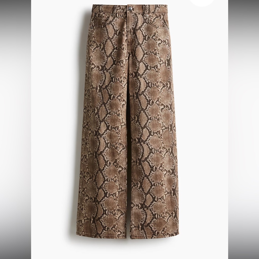 H&M Brown Snake Print Straight Leg Pants